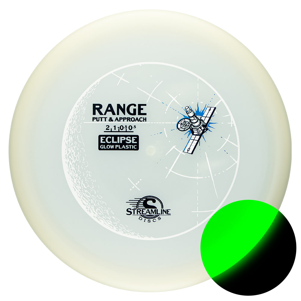 Disc golf disc with 'Range Putt & Approach' label and Streamline Discs logo on a white background.