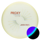 Proxy putter approach disc golf disc with Axiom Discs branding on a white background
