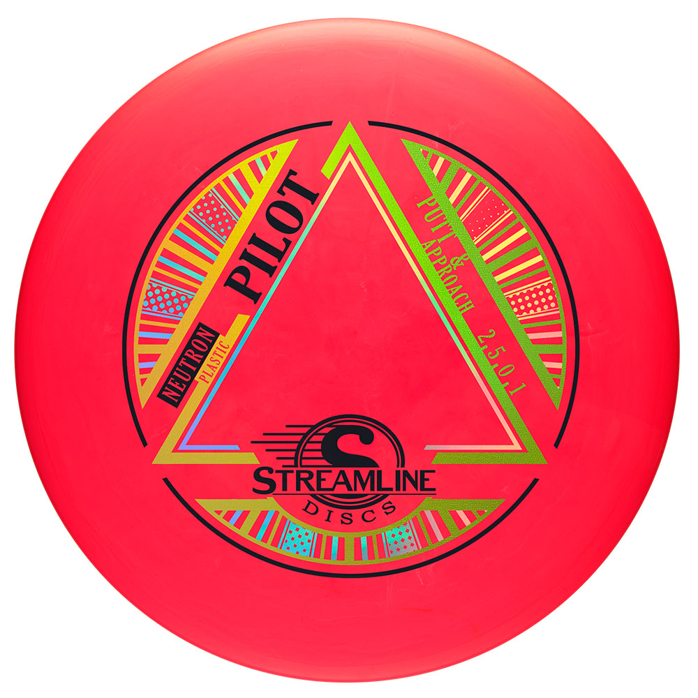 Red disc with colorful geometric design and 'Streamline Discs' branding on a white background