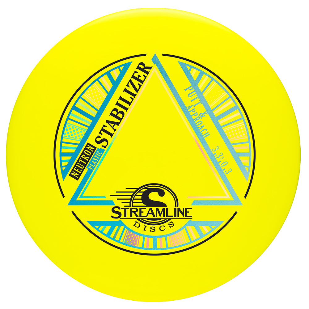 Yellow disc with 'Streamline Discs' branding and design on a white background