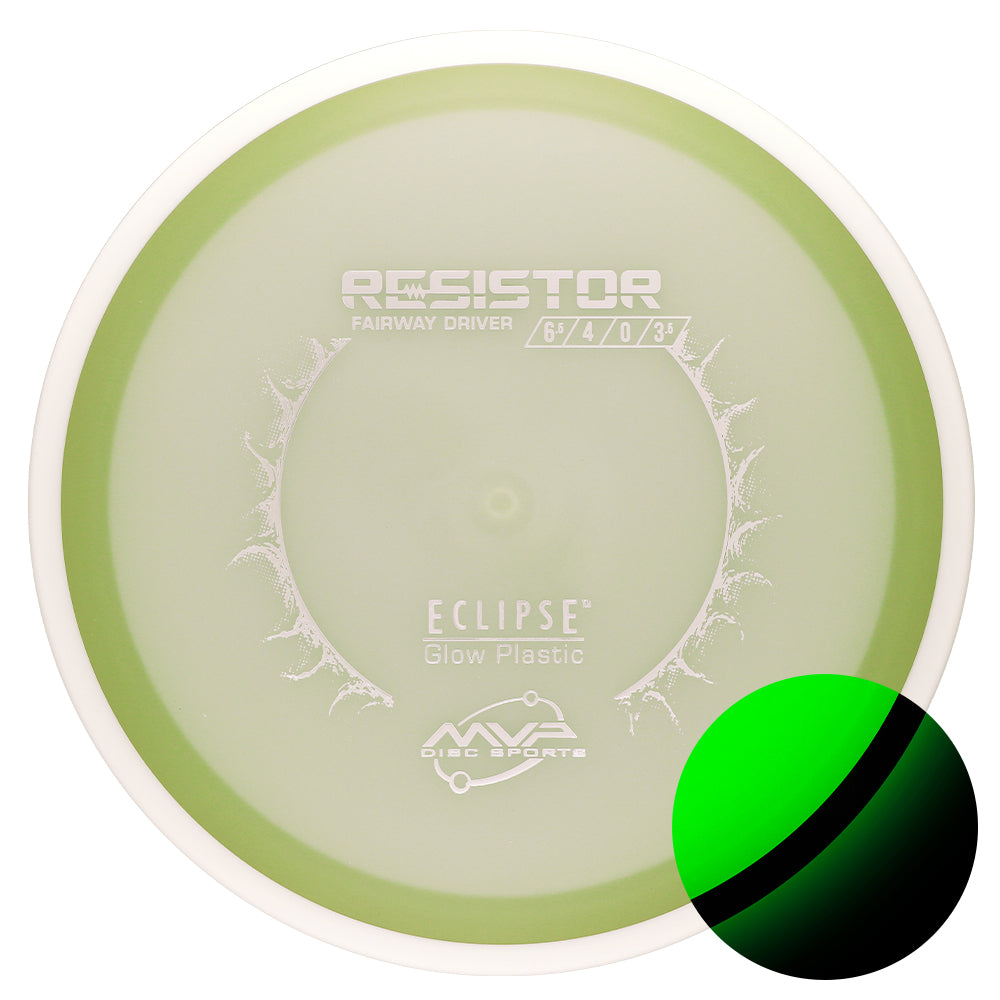 Disc golf disc with 'Resistor' and 'Eclipse' branding on a white background