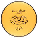 Yellow disc with MVP Disc Sports branding and cosmos image on a white background