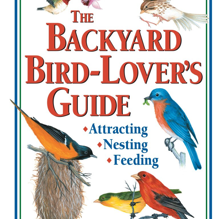 Book cover of 'The Backyard Bird-Lover's Guide' with illustrations of birds and text.