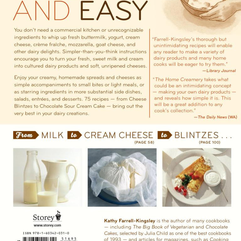 Bookback of a cookbook titled 'Fresh and Easy' by Kathy Farrell-Kingsley, featuring text and images of food.