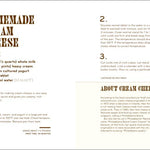 Recipe card for homemade cream cheese with text and measurements.