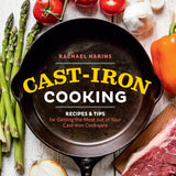 Cookbook cover of 'Cast-Iron Cooking' with a cast-iron skillet, vegetables, and meat on a white background.