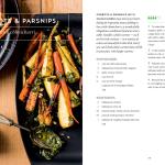 Cookbook page with roasted vegetables and text