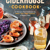 Ciderhouse Cookbook cover with food and cider bottles on a dark background
