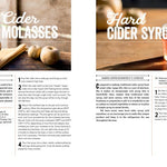 Book page with molasses and cider with ingredient information underneath