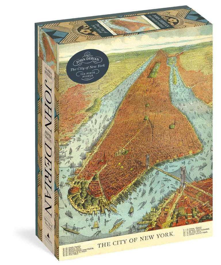 Puzzle box with vintage map design of New York City