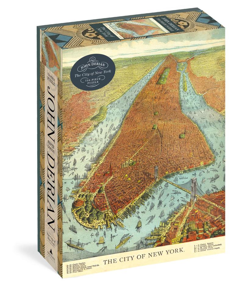 Puzzle box with vintage map design of New York City