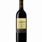 Dark bottle of Fulkerson Winery and farm Cabernet Frank wine on a white background