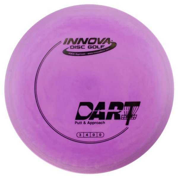 Purple disc golf disc with 'Innova Disc Golf' and 'Dart' branding on a white background