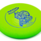 Green "Wombat3" disc golf disc with Innova logo and wombat design on a white background