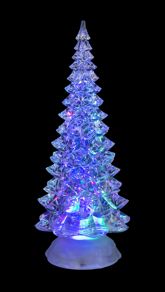 Colorful Christmas tree-shaped light on a black background