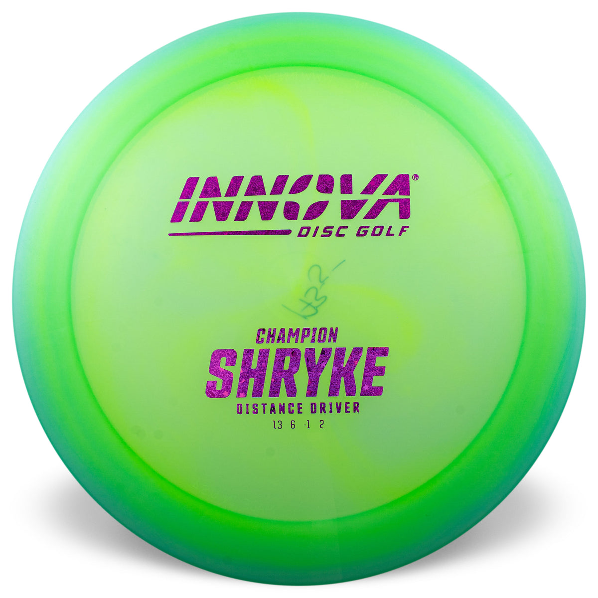 Green disc golf disc with Innova Disc Golf branding on a white background