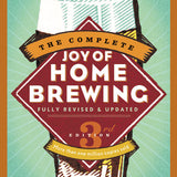 Book cover of 'The Complete Joy of Home Brewing' by Charlie Papazian with a stylized illustration of a beer mug on a green background.