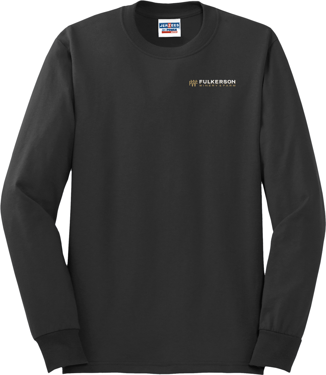Black long sleeve Fulkerson WInery and Farm Tee shirt