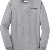 Grey long sleeve Fulkerson Winery and Farm logo tee shirt