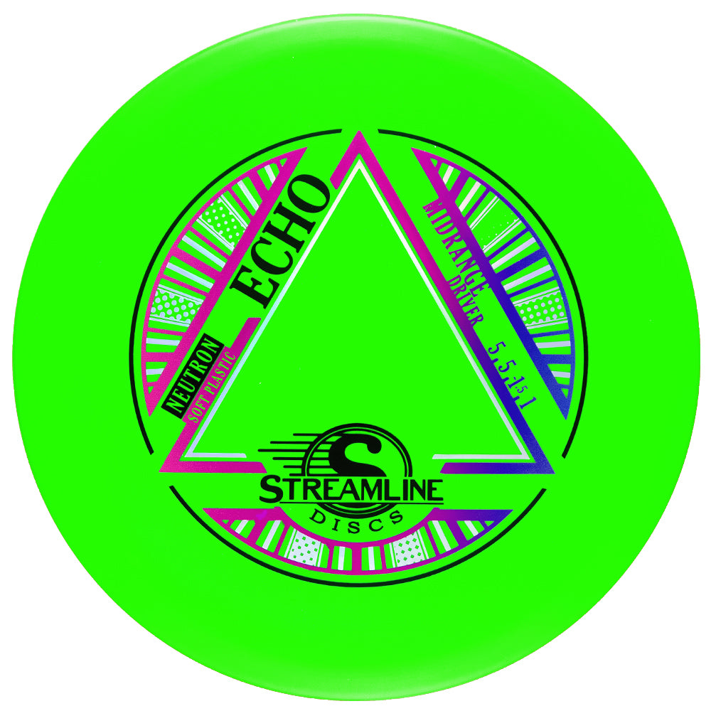 Green disc with a triangle design and 'Streamline Discs' branding on a white background
