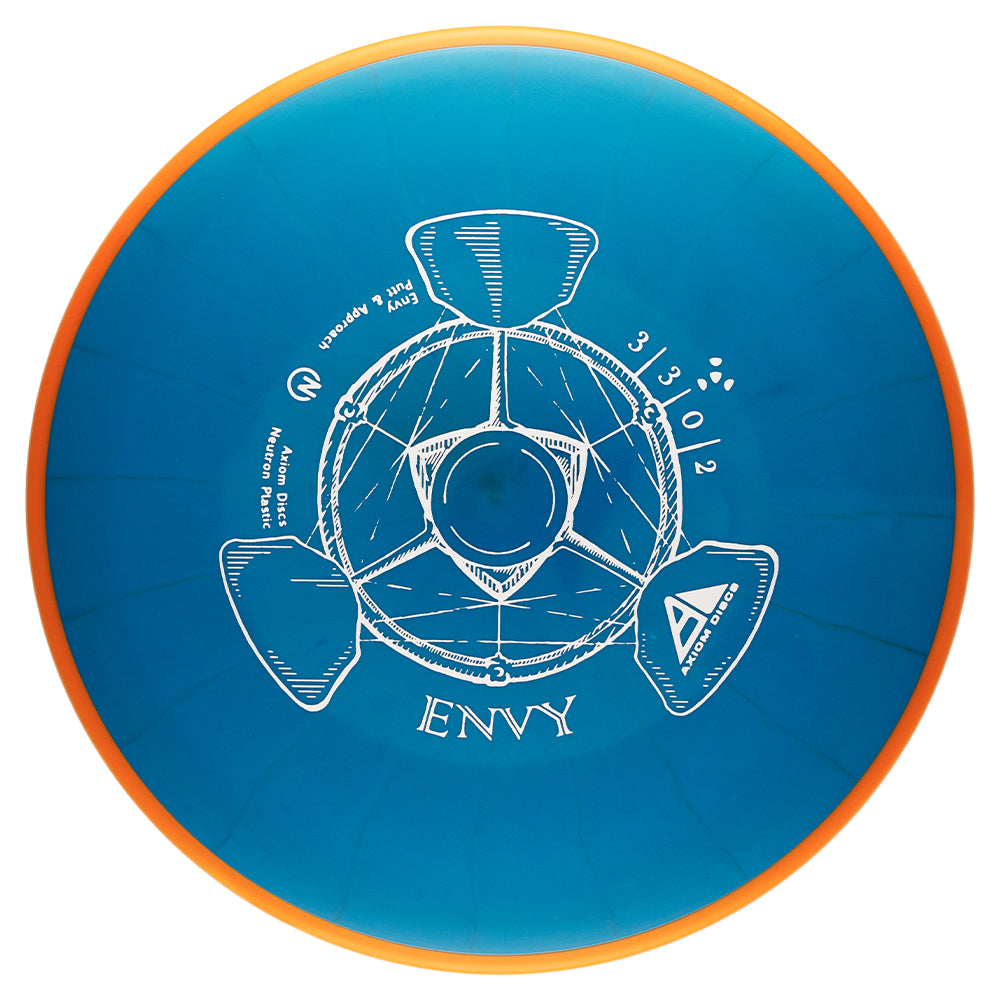 Blue disc with white graphics and text on a white background