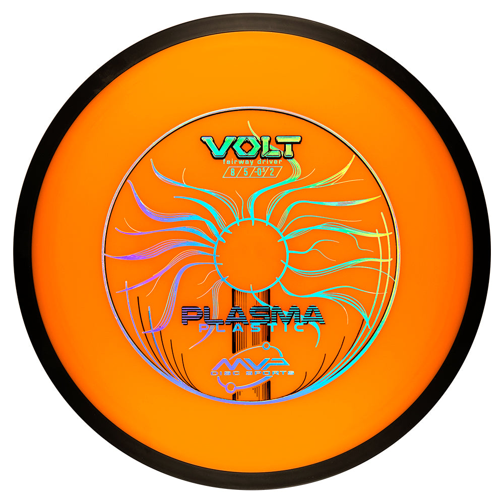 Orange disc with 'VOLT' and 'Plasma' branding on a white background