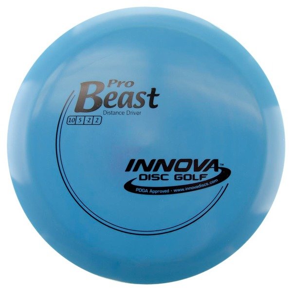 Blue disc golf disc with 'Pro Beast' and 'Innova Disc Golf' branding on a white background