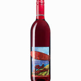 Bottle of Red Zepfel wine with a scenic label on a white background