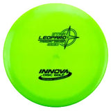 Green disc golf disc with 'Innova' branding on a transparent background