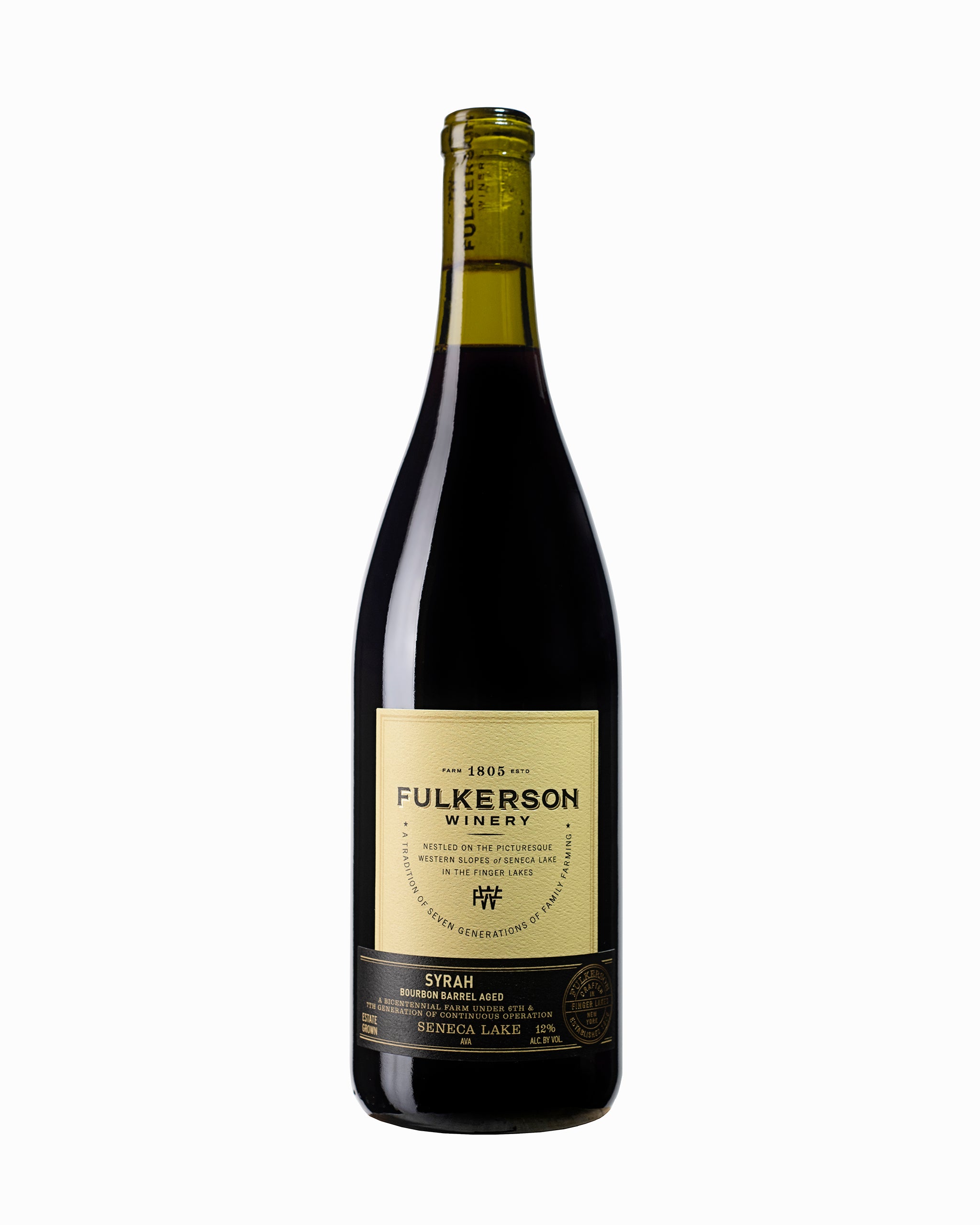 Fulkerson Winery wine bottle on a white background