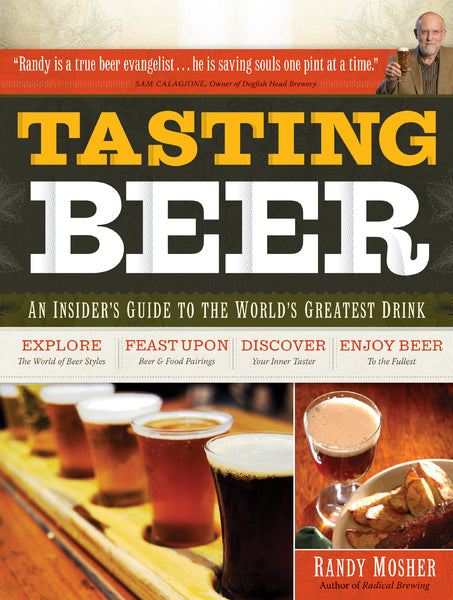 Book cover of 'Tasting Beer' with images of beer glasses and a person.