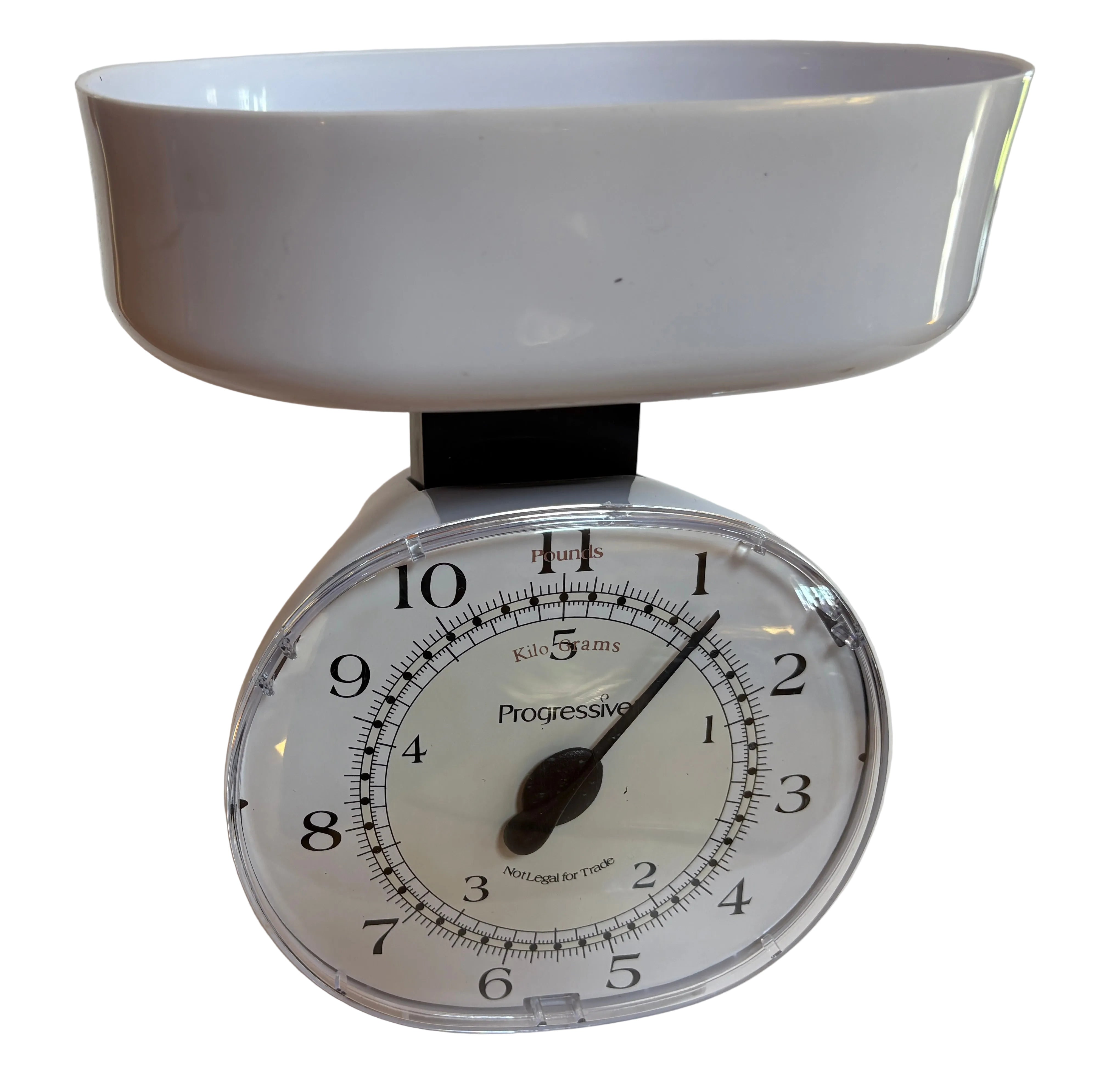 Dial scale with white bowl on a plain background
