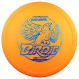 Orange disc with blue bird design and 'Birdie' text on a transparent background