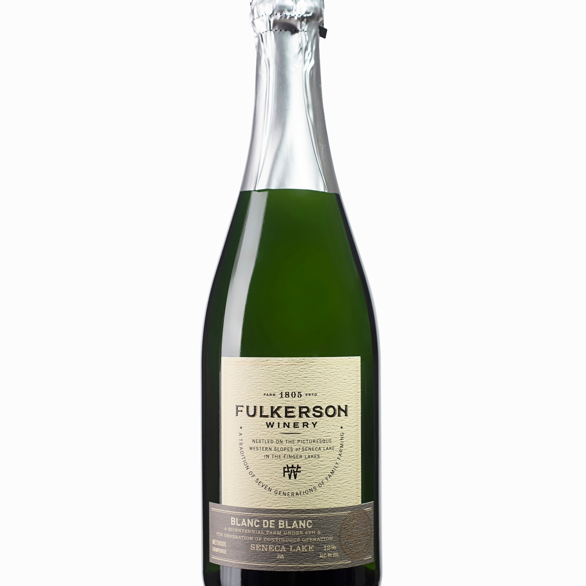 Bottle of Fulkerson Wines on a white background