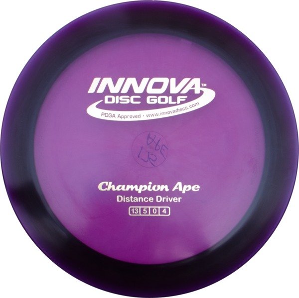 Purple disc golf disc with 'Innova Disc Golf' branding on a white background