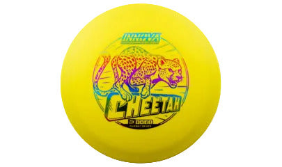 Yellow disc with a cheetah design and 'Cheetah' branding on a transparent background