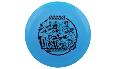 Blue disc with 'Innova Destroyer' logo on a transparent background