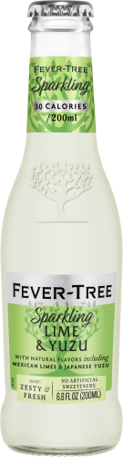 Fever-Tree sparkling lime and yuzu bottle with green label
