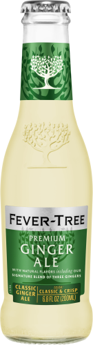 Fever-Tree Ginger Ale bottle with green label and clear bottle