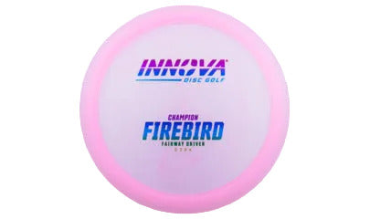 Pink disc golf disc with Innova logo on a transparent background