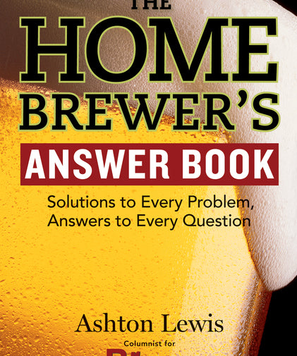 Book titled 'The Home Brewer's Answer Book' by Ashton Lewis with a close-up of a beer bottle in the background.