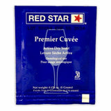 Blue package of Red Star Premier Cuvee yeast on a white background
