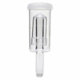 Clear plastic container with a white lid airlock on a white background