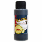 Bottle of cola extract with a label on a white background