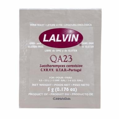 Lalvin QA23 wine yeast package on a white background