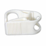 White plastic clamp with handle on a white background
