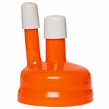 Orange bottle cap with two white nozzles on a white background