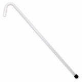 Plastic racking cane with a hook at one end on a white background