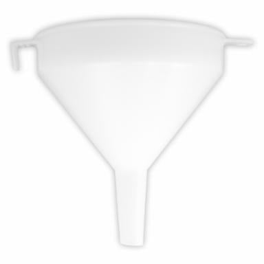White plastic funnel on a white background