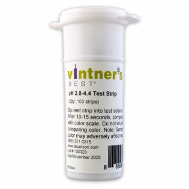 Vintner's Best pH test strip container on a white background